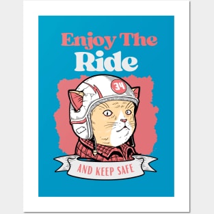 Cute cat enjoy the ride Posters and Art